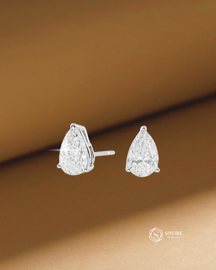 Pear Cut  Diamond stud earring