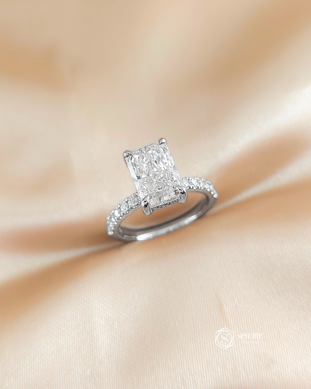 Radiant Cut wit pave ring