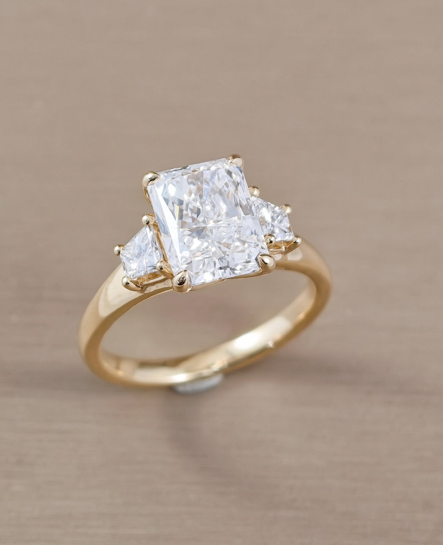 Radiant Cut Classic Solitaire Lab Grown Diamond Engagement Ring in Yellow Gold by Sphere Diamond Bangkok Thailand