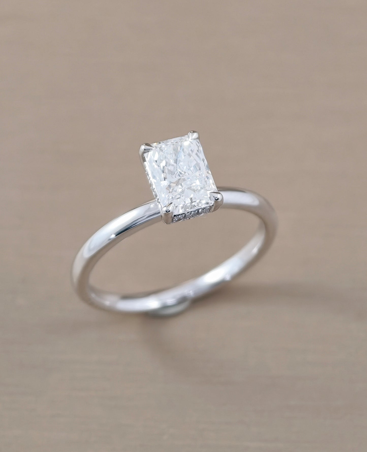 Radiant Cut Classic Solitaire Lab Grown Diamond Engagement Ring in White Gold by Sphere Diamond Bangkok Thailand