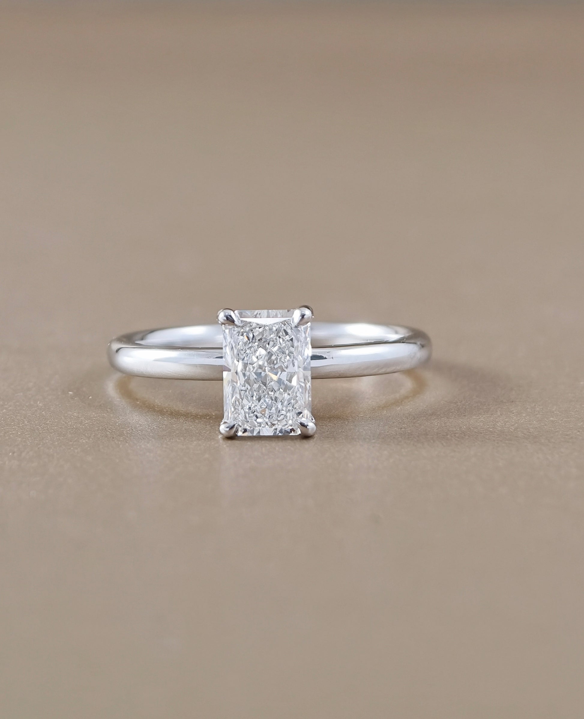 Radiant Cut Classic Solitaire Lab Grown Diamond Engagement Ring in White Gold by Sphere Diamond Bangkok Thailand