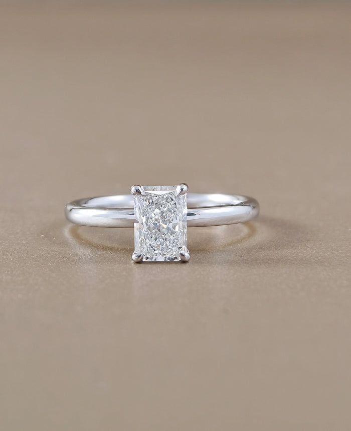 Radiant Cut Classic Solitaire Lab Grown Diamond Engagement Ring in White Gold by Sphere Diamond Bangkok Thailand