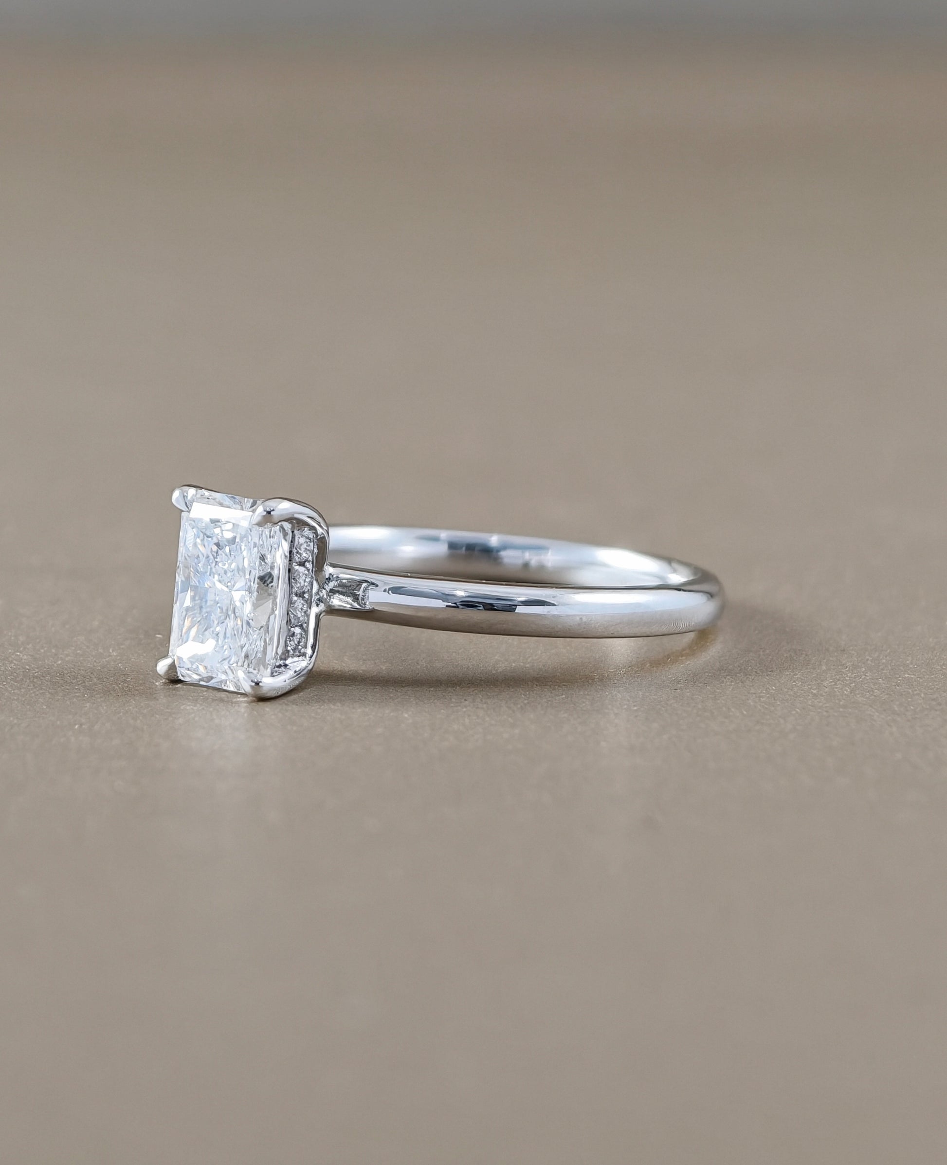 Radiant Cut Classic Solitaire Lab Grown Diamond Engagement Ring in White Gold by Sphere Diamond Bangkok Thailand