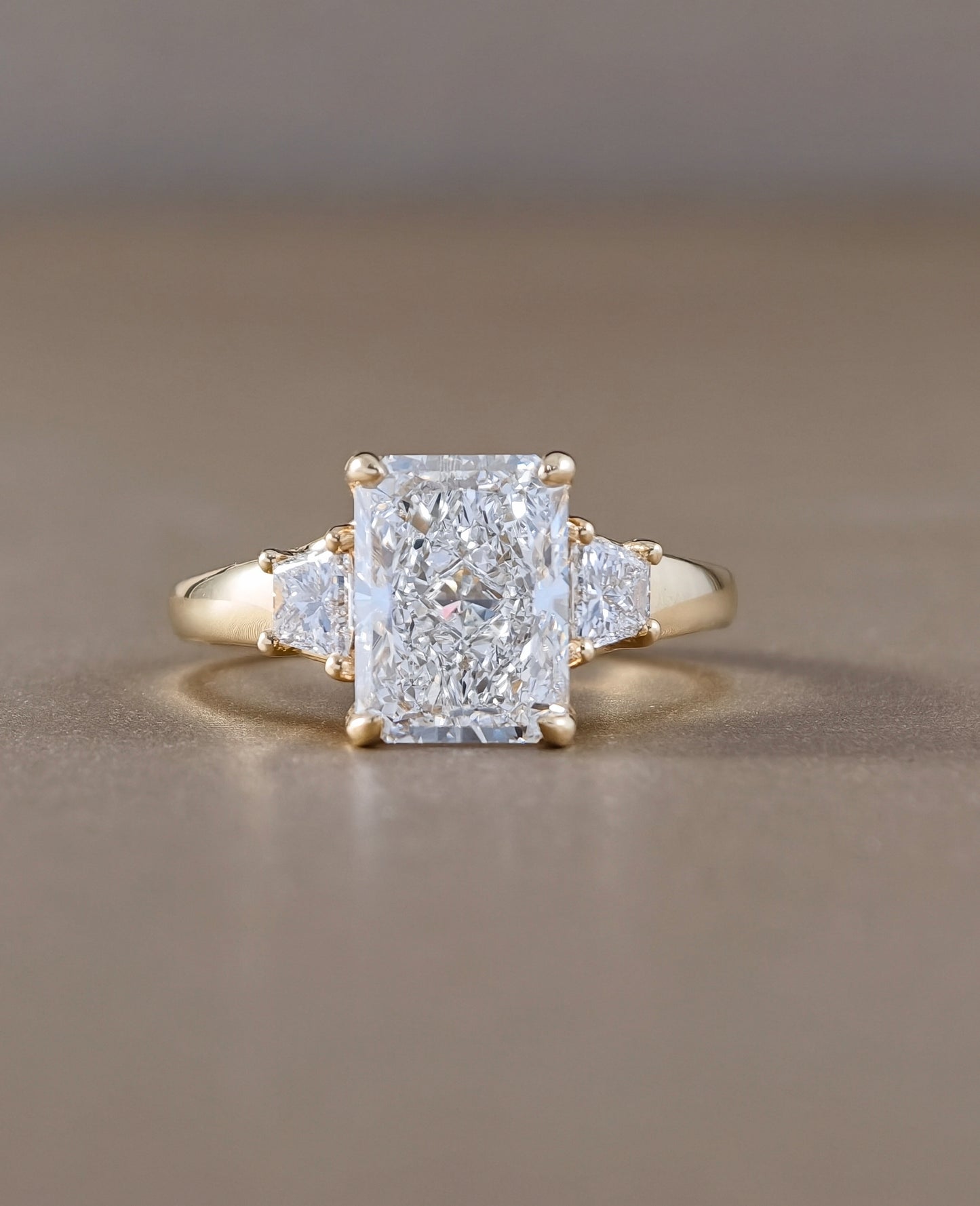 Aurelia Radiant Cut Lab Grown Diamond Three Stone Engagement Ring by Sphere Diamond Bangkok Thailand