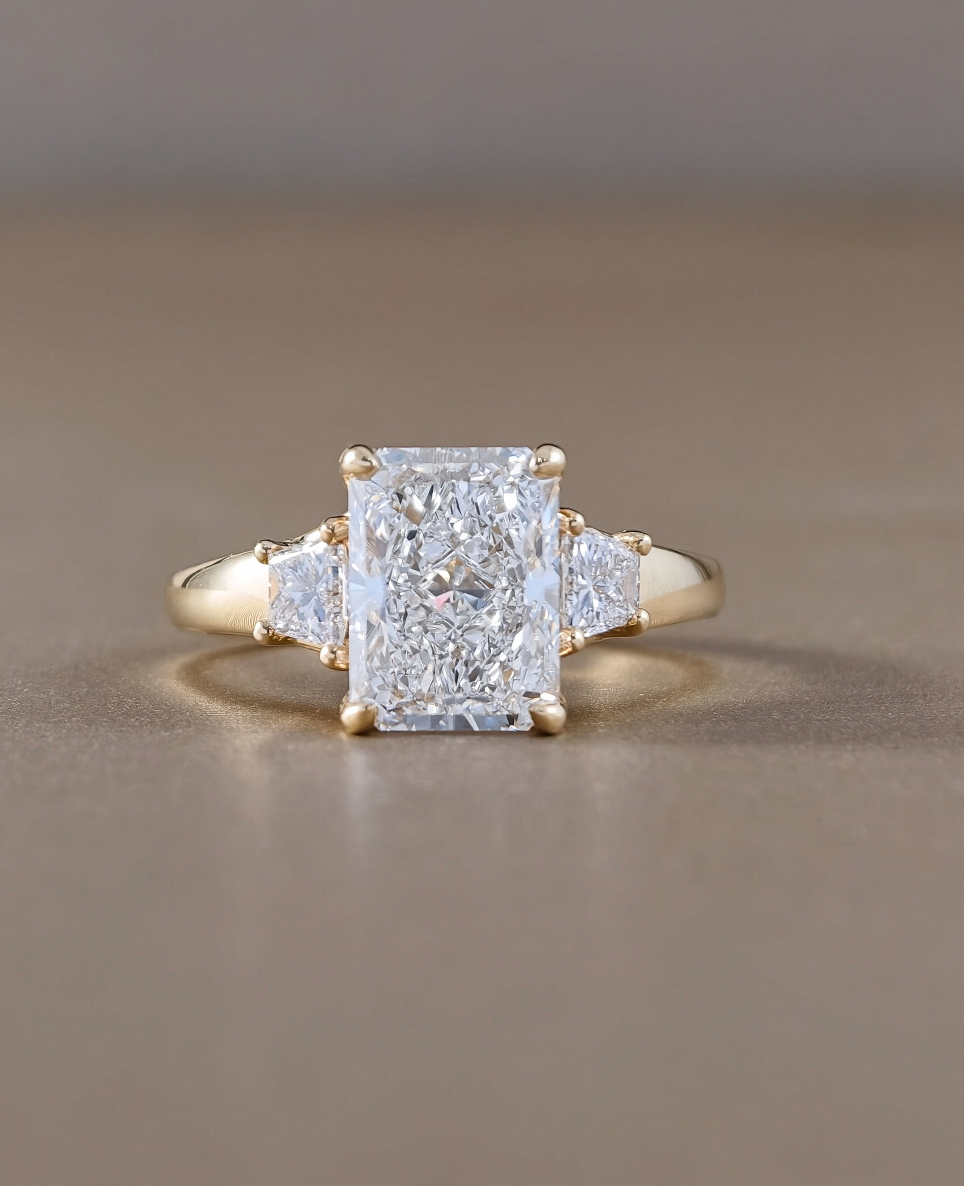 Aurelia Radiant Cut Lab Grown Diamond Three Stone Engagement Ring by Sphere Diamond Bangkok Thailand