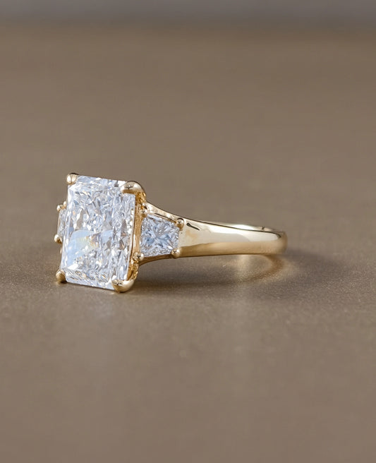 Aurelia Radiant Cut Lab Grown Diamond Three Stone Engagement Ring by Sphere Diamond Bangkok Thailand