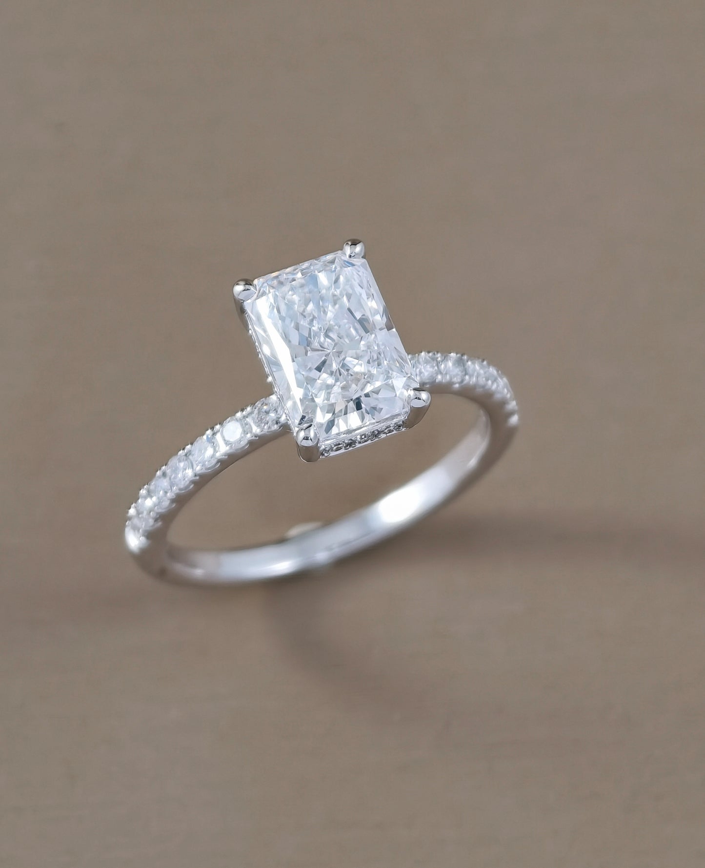 Elysian Radiant Cut Pavé Lab Grown Diamond Engagement Ring by Sphere Diamond Bangkok Thailand