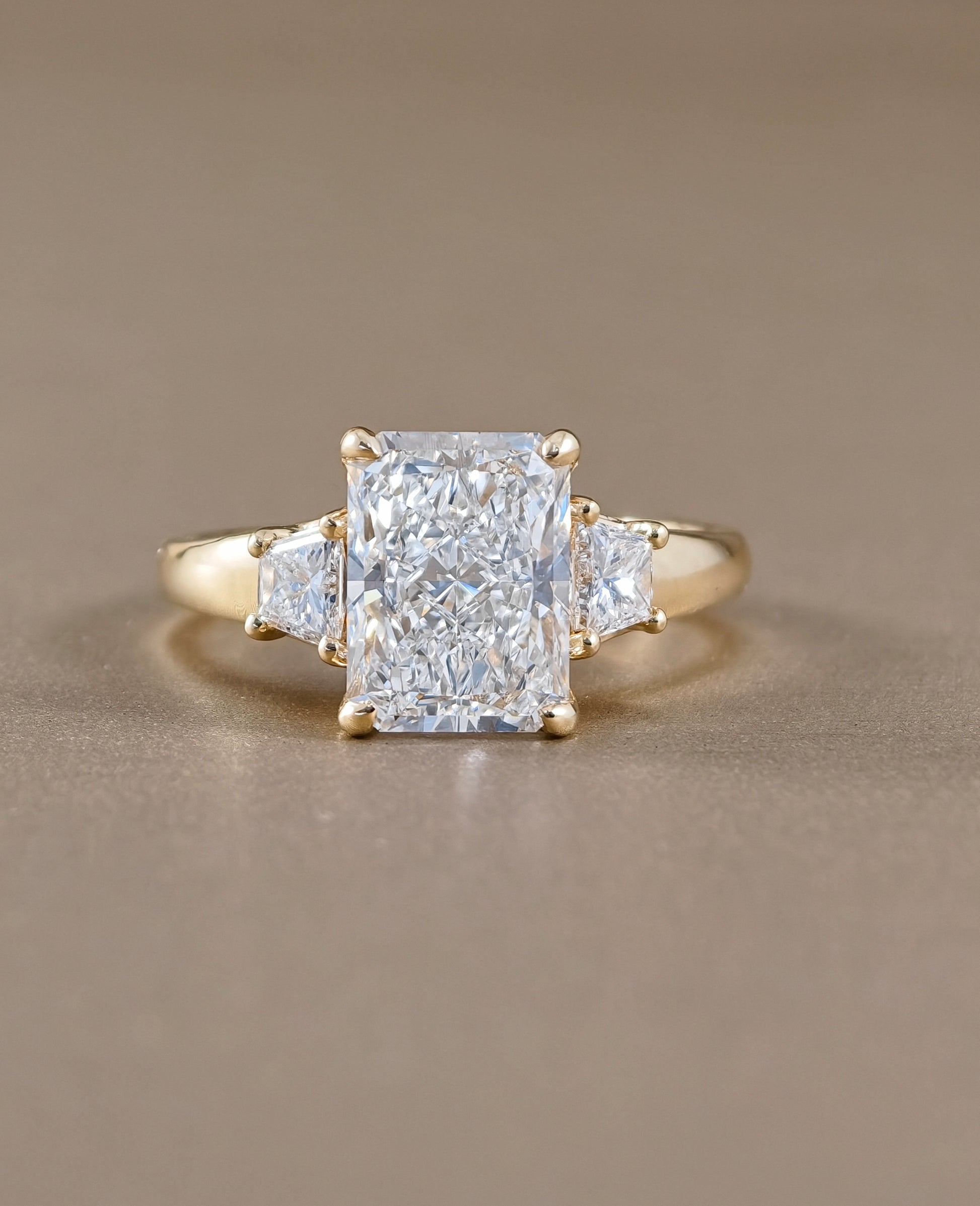 Radiant Cut Classic Solitaire Lab Grown Diamond Engagement Ring in Yellow Gold by Sphere Diamond Bangkok Thailand