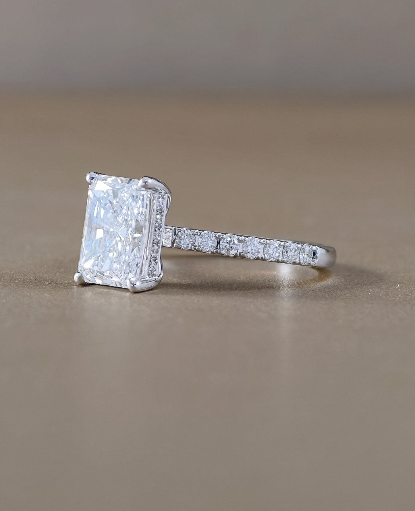 Elysian Radiant Cut Pavé Lab Grown Diamond Engagement Ring by Sphere Diamond Bangkok Thailand