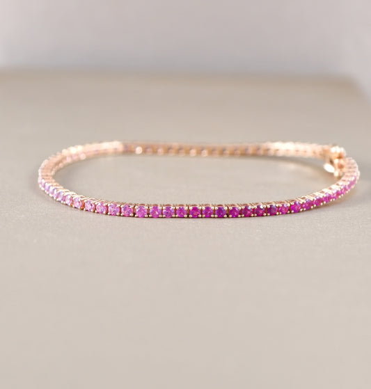 Pink to Blue sapphire ombre tennis bracelet