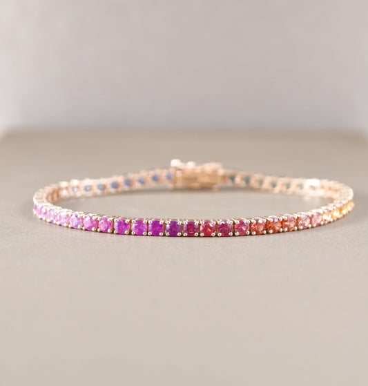 Rainbow sapphire tennis bracelet