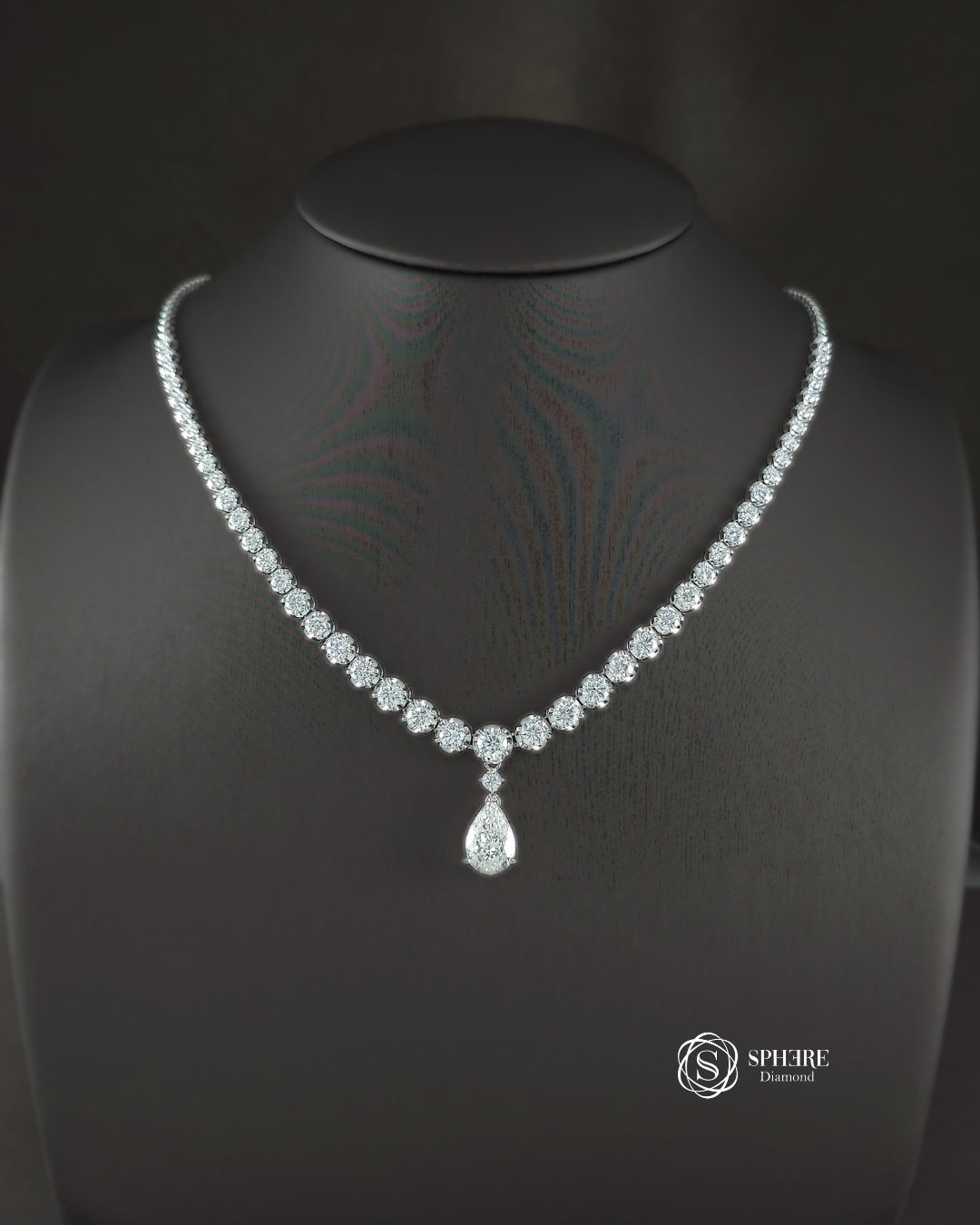 Rivera all Diamond Necklace With Detachable 2 Carat Pear Shape Pendant