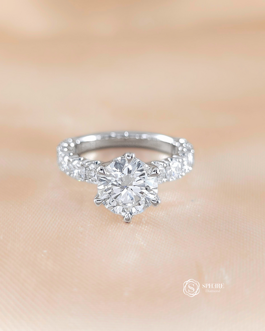 Round Cut Diamond With Side U Prong Setting