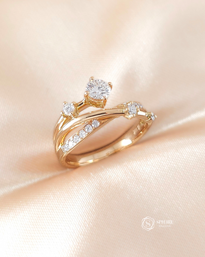 Round Cut Twist With Pave Ring