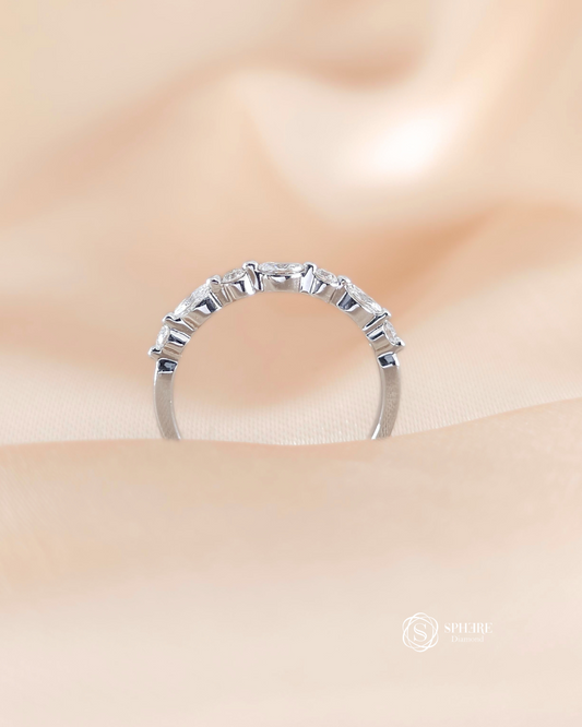 Round and Marquise Cut Half Eternity White Gold 18K