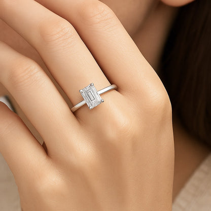 V-Prong Emerald Cut Solitaire