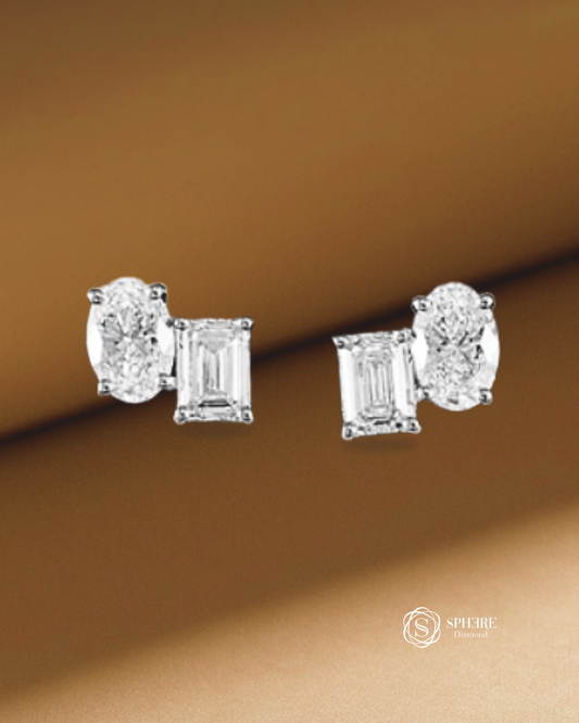 Toi Et Moi Earring - Oval & Emerald