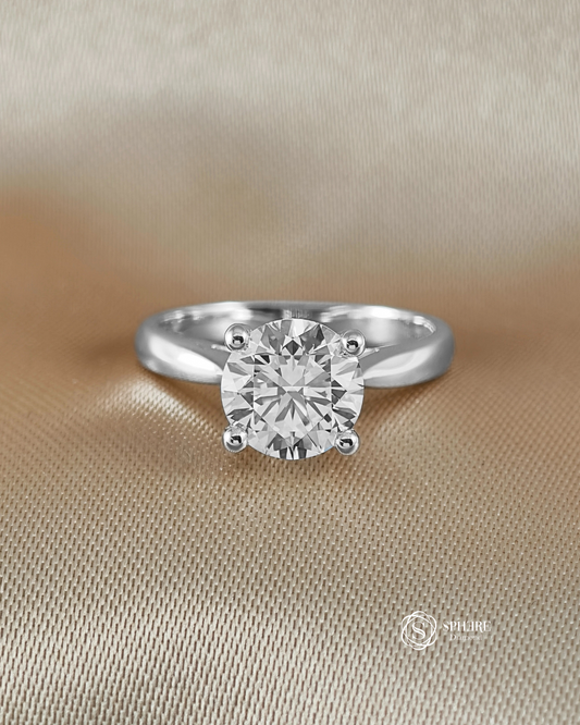 V Solitaire Diamond Ring with Hidden Side Diamond