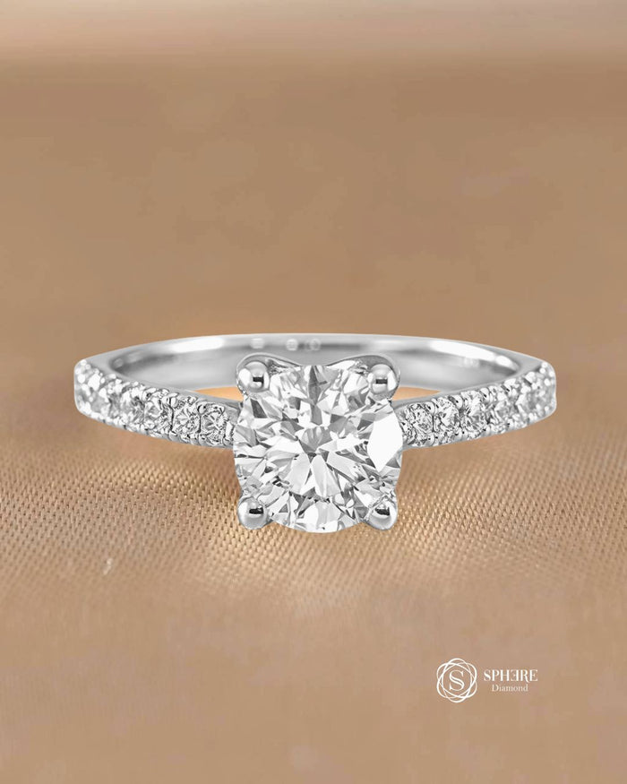4 Prong Round Cut With Pave Setting