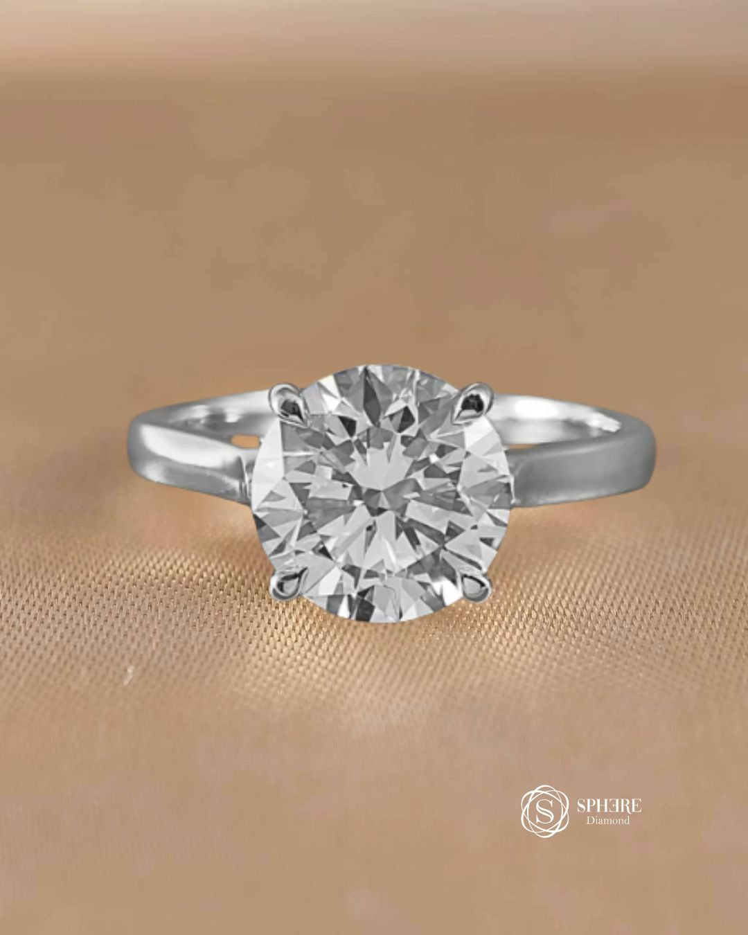 4 Prong Solitaire Round Cut Diamond With Hidden Halo Setting