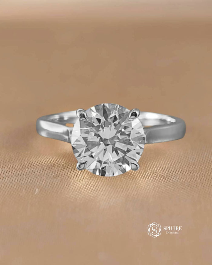 4 Prong Solitaire Round Cut Diamond With Hidden Halo Setting