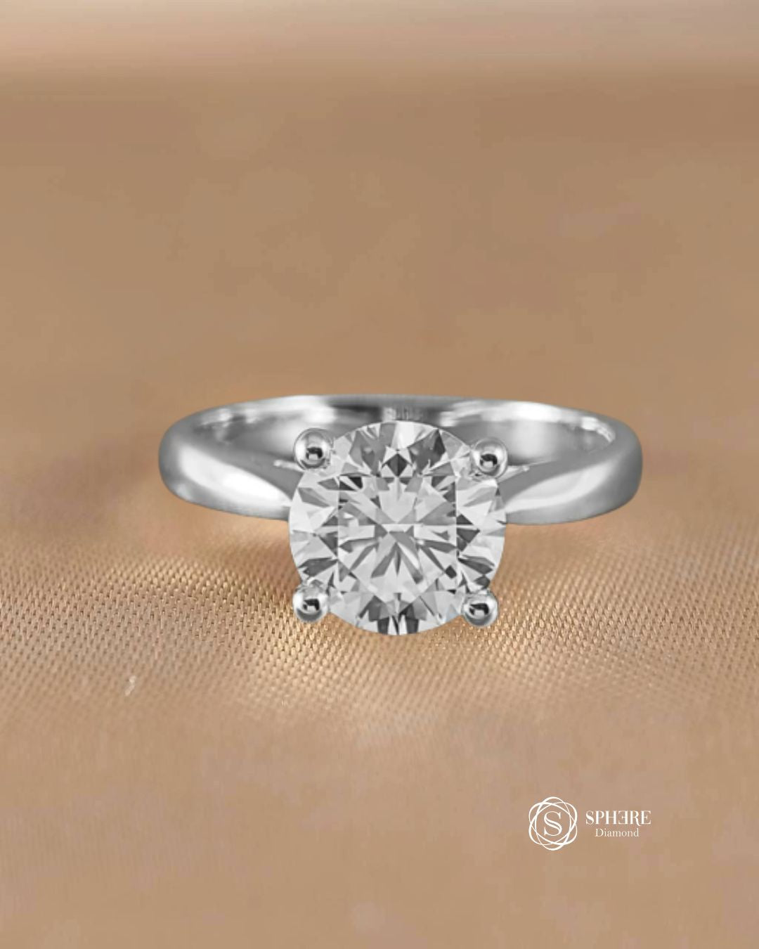 V Solitaire Diamond Ring with Hidden Side Diamond