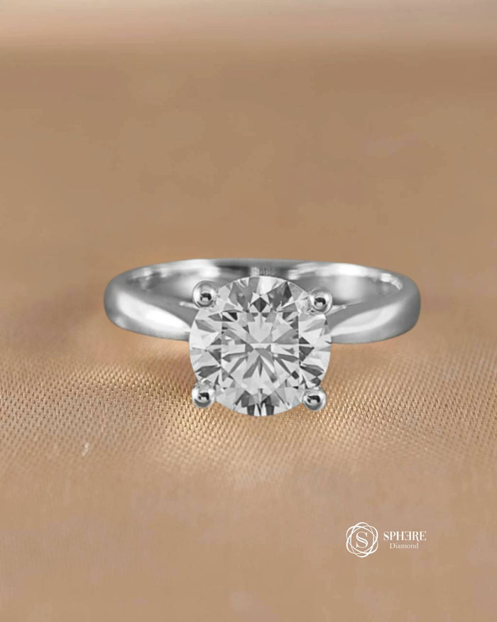 V Solitaire Diamond Ring with Hidden Side Diamond