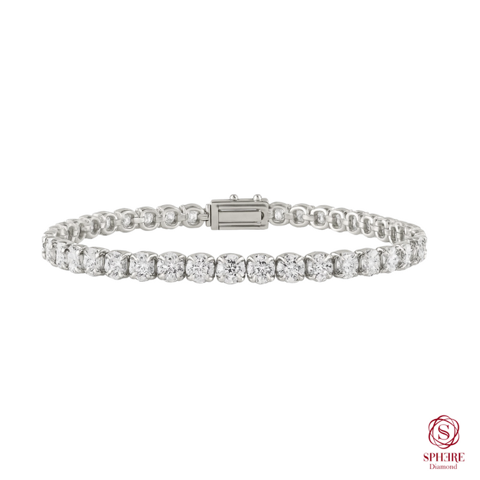 สร้อยข้อมือเทนนิสเพชรเต็มเม็ดแบบ Classic Crown Setting