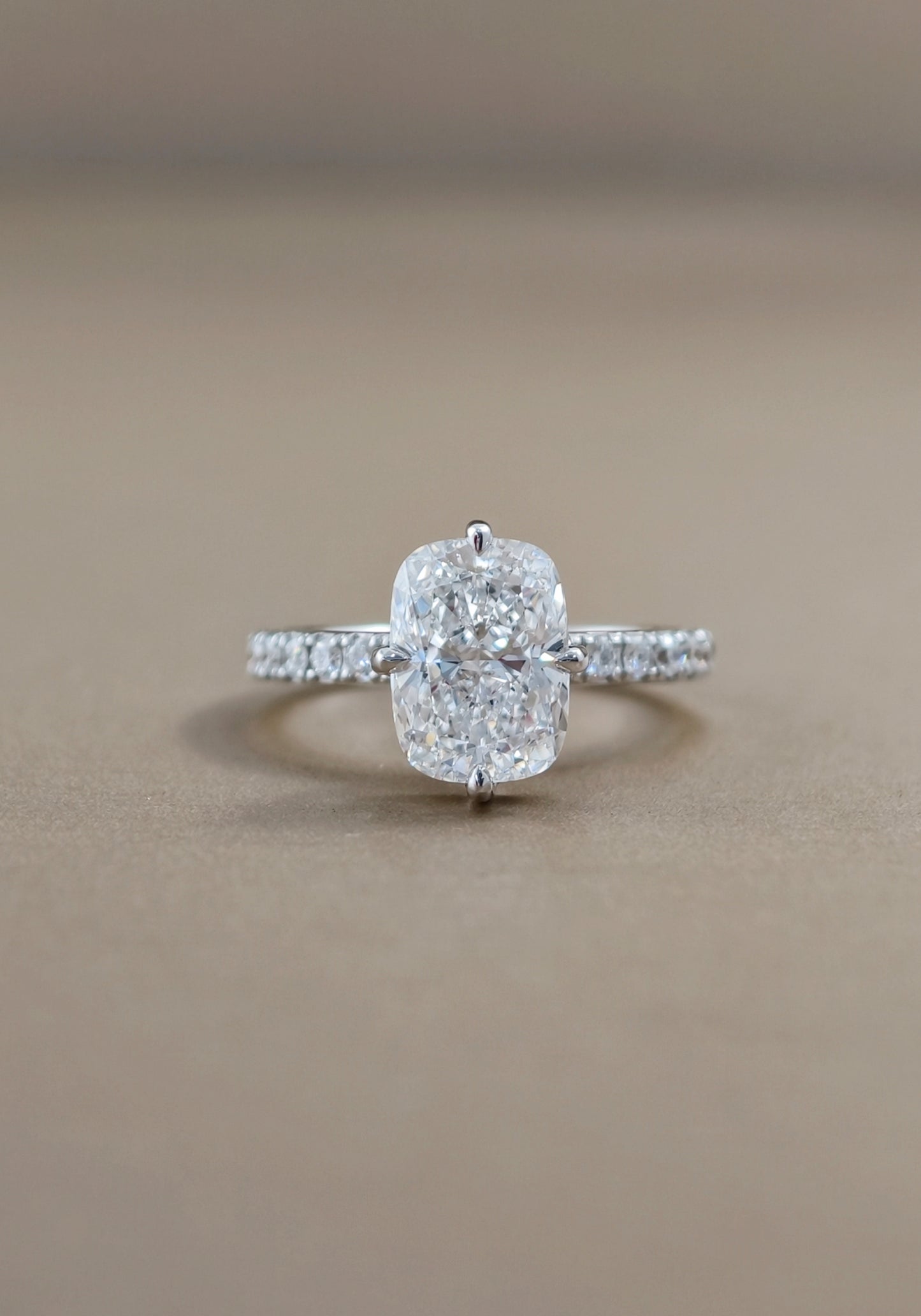 Cushion Lab Grown Diamond Hidden Halo Pavé Engagement Ring in Bangkok | Sphere Diamond