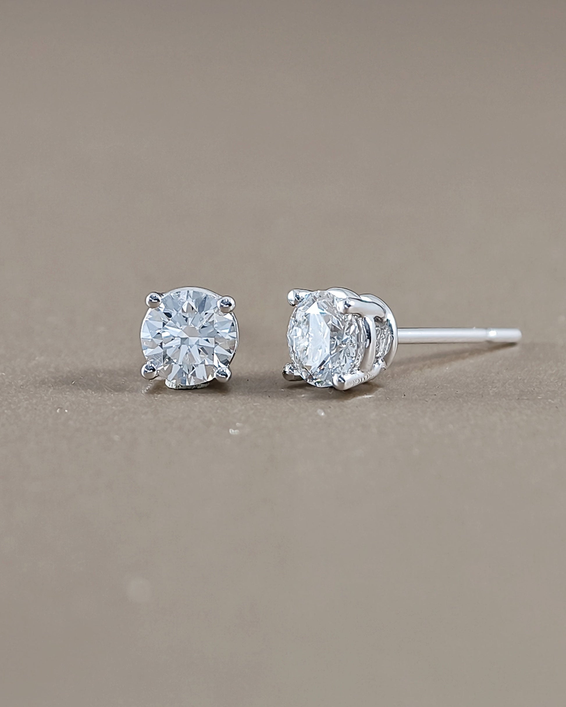 4-prong round lab grown diamond stud earrings secure setting