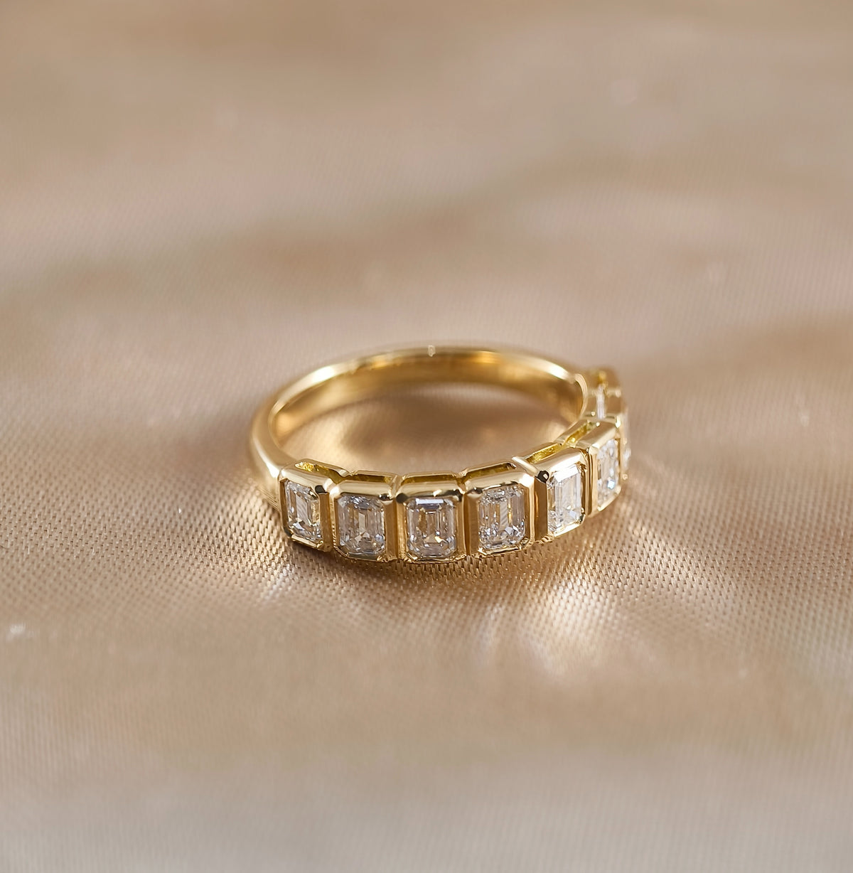 Love Emerald Lab Grown Diamond Half Eternity Bezel Ring
