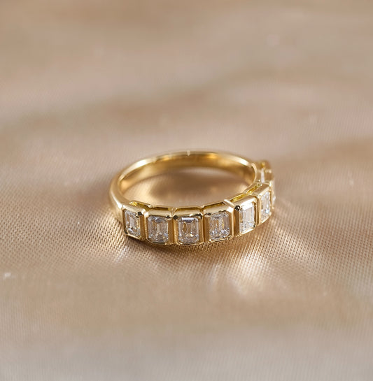 Love Emerald Lab Grown Diamond Half Eternity Bezel Ring
