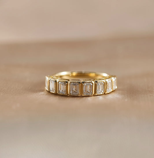Love Emerald Lab Grown Diamond Half Eternity Bezel Ring