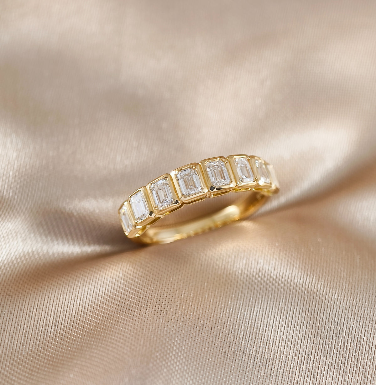 Love Emerald Lab Grown Diamond Half Eternity Bezel Ring