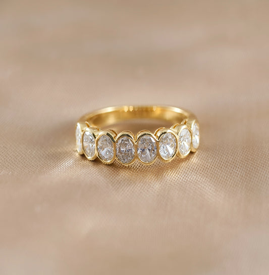 Oval Half Eternity Bezel Lab Grown Diamond Ring