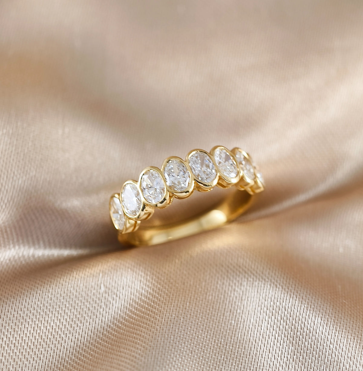 Oval Half Eternity Bezel Lab Grown Diamond Ring