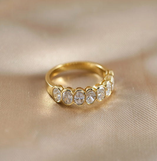 Oval Half Eternity Bezel Lab Grown Diamond Ring