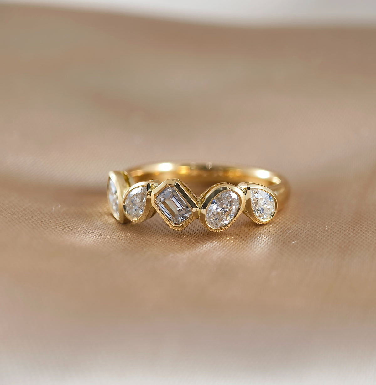 Geometric Mixed Fancy Cut Bezel Lab Grown Diamond Half Eternity Ring