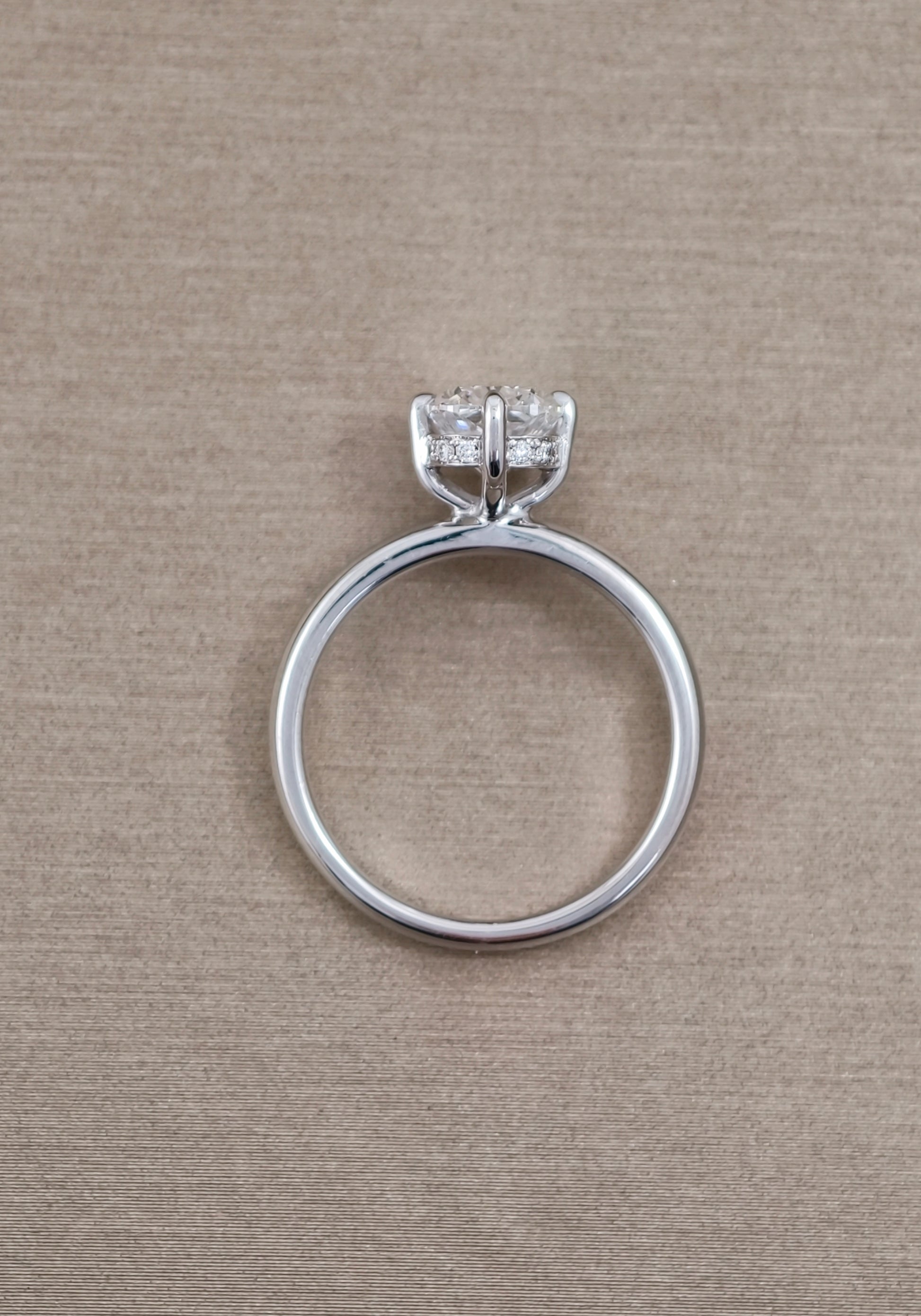 Gallery view of Celeste cushion cut lab grown diamond solitaire engagement ring handcrafted by Sphere Diamond Bangkok