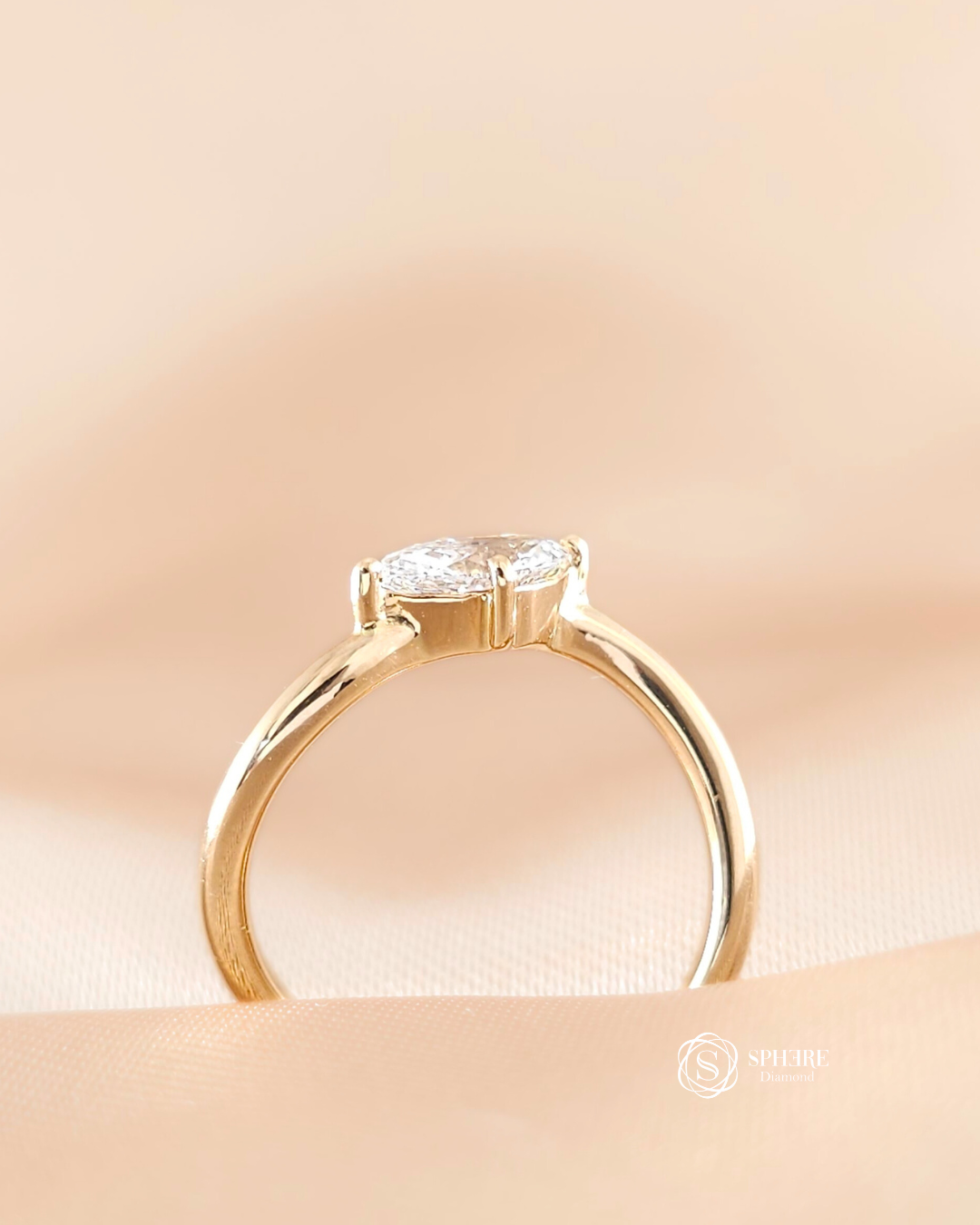 Elegant Marquise Infinity Lab Grown Diamond Ring handcrafted in 18K Yellow Gold by Sphere Diamond Thailand
