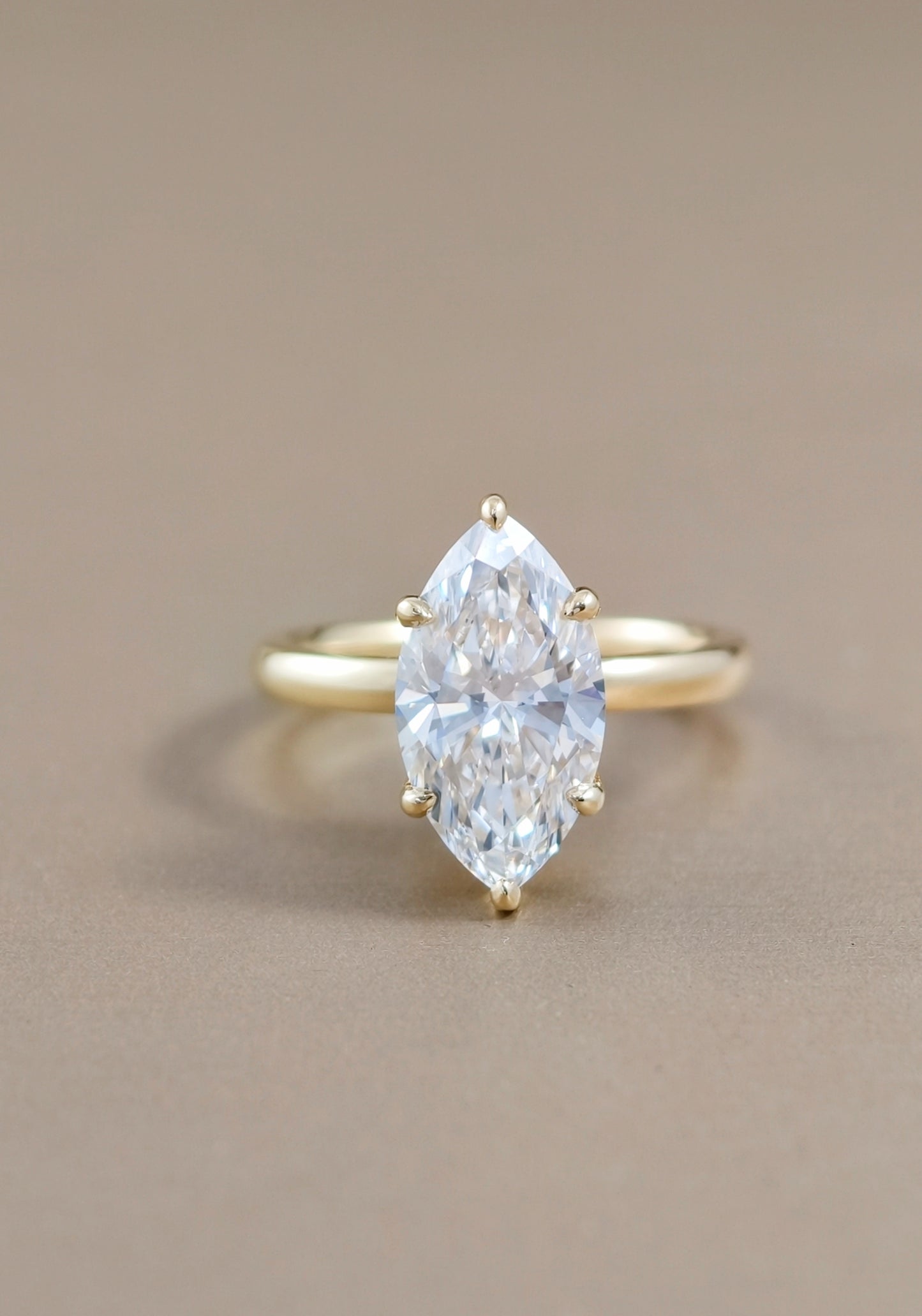 Marquise Lab Grown Diamond Hidden Halo Solitaire Engagement Ring in Yellow Gold | IGI Certified | Sphere Diamond Bangkok