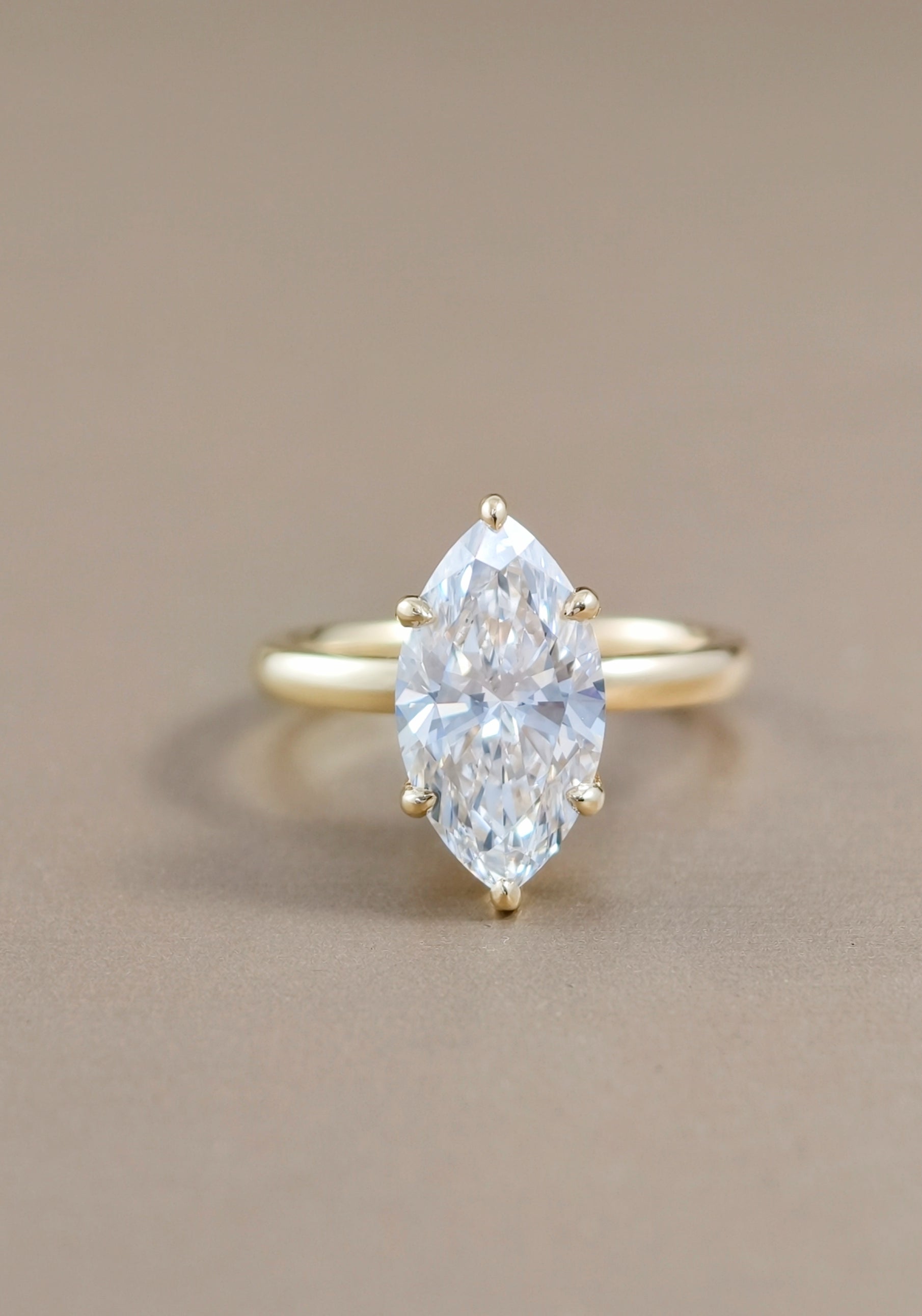 Marquise Lab Grown Diamond Hidden Halo Solitaire Engagement Ring in Yellow Gold | IGI Certified | Sphere Diamond Bangkok