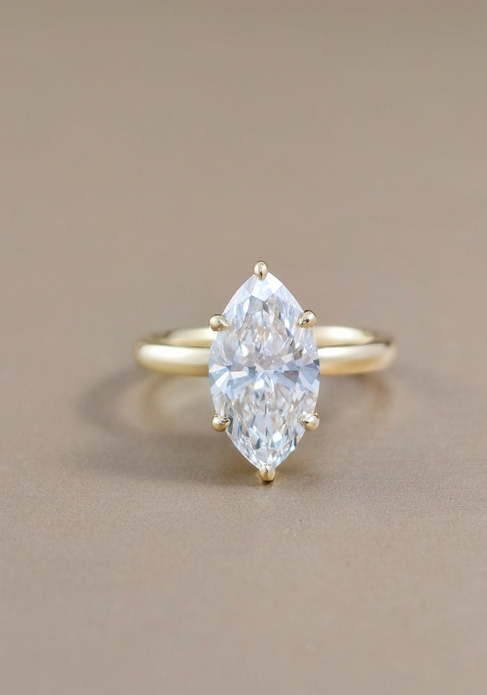 Marquise Lab Grown Diamond Hidden Halo Solitaire Engagement Ring in Yellow Gold | IGI Certified | Sphere Diamond Bangkok