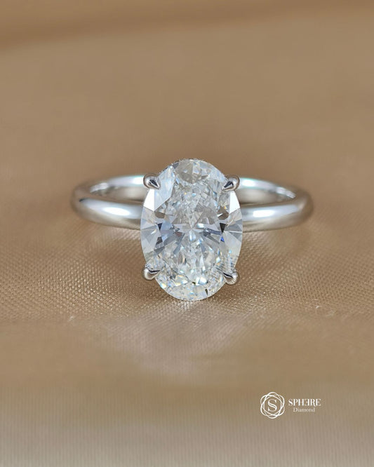Celestia Oval Lab Grown Diamond Engagement Ring in 18K White Gold by Sphere Diamond Bangkok featuring an IGI Certified oval diamond