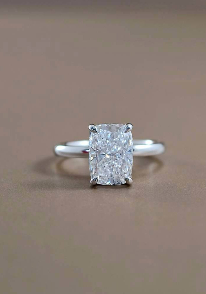 Front view of Cushion Lab Grown Diamond Engagement Ring with Hidden Halo | IGI Certified | Sphere Diamond Bangkok