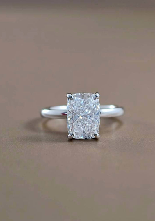 Front view of Cushion Lab Grown Diamond Engagement Ring with Hidden Halo | IGI Certified | Sphere Diamond Bangkok