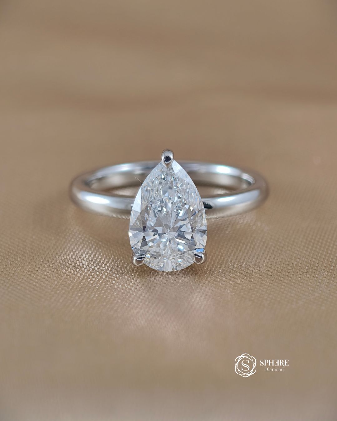 Pear Lab Grown Diamond Solitaire Engagement Ring in Bangkok | Sphere Diamond