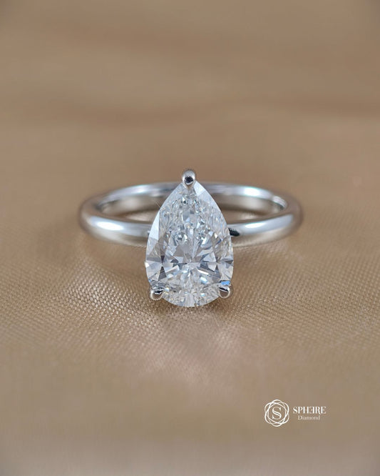 Pear Lab Grown Diamond Solitaire Engagement Ring in Bangkok | Sphere Diamond