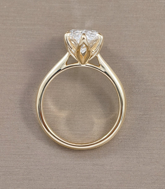 Marquise Tulip Cathedral Lab Grown Diamond Engagement Ring in Yellow Gold Side Profile