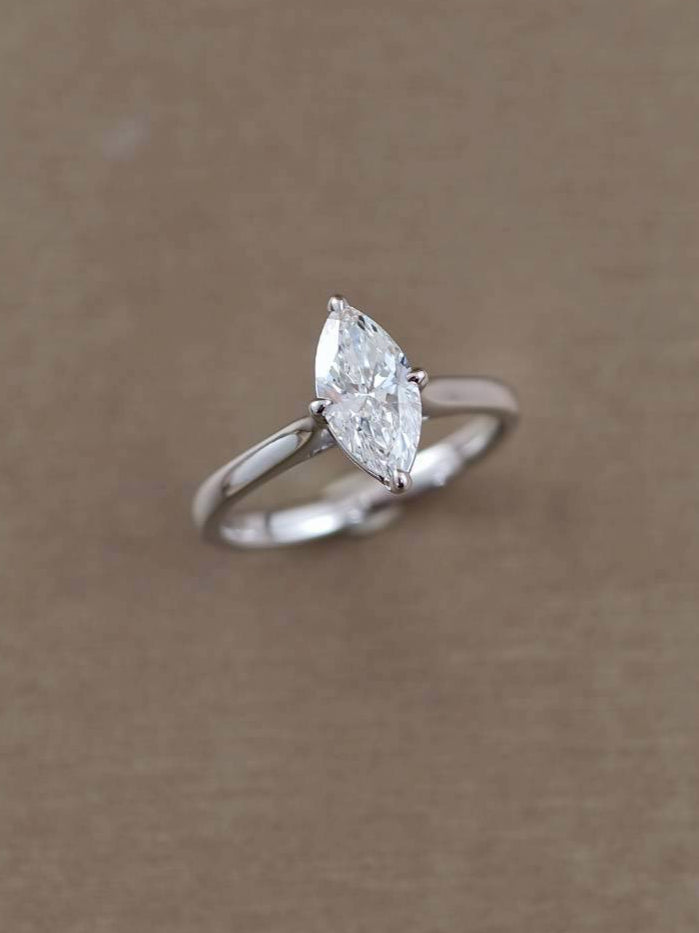 Marquise Lab Grown Diamond Solitaire Engagement Ring in 18K White Gold by Sphere Diamond Bangkok featuring an IGI Certified Marquise Diamond